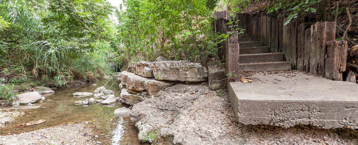 Blunn Creek concrete infrastructure with stair steps