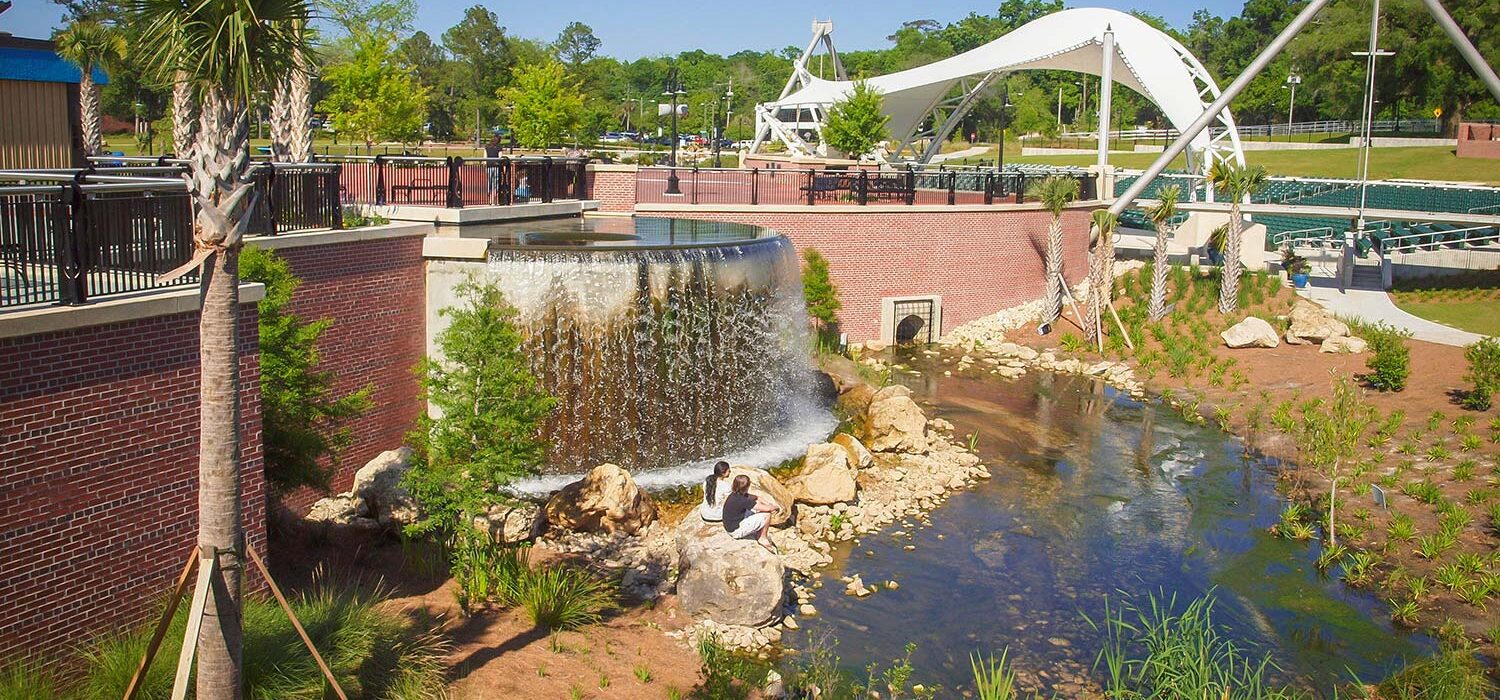 Capital Cascades Park waterfall side view